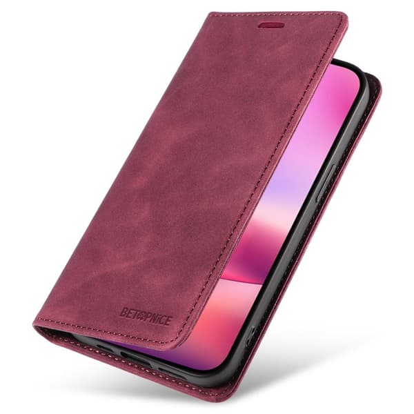 BETOPNICE 003 iPhone 16 Plånboksfodral i Konstläder - Röd