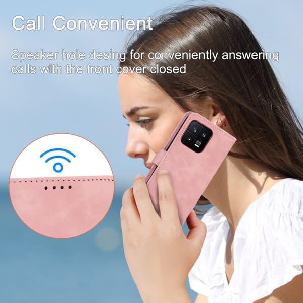 DIERFENG DF-03 Plånboksfodral i Konstläder för Xiaomi 13 5G - Rosa