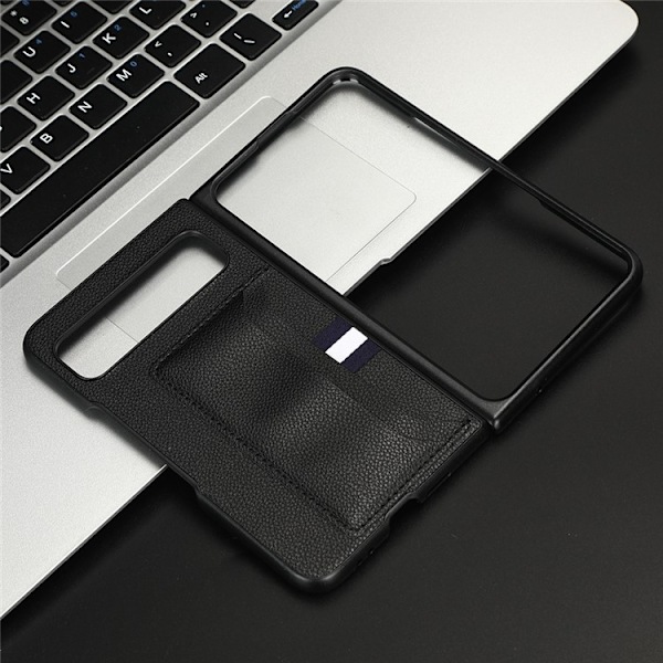 Google Pixel Fold Mobilcover Kortholder Litchi - Sort Black