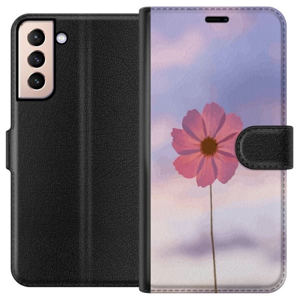 Pung Taske til Samsung Galaxy S21 med Lyserød Blomst