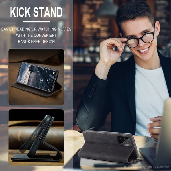 CASEME 013 Walletskal KonstLäder TPU för Samsung Galaxy A33 5G - Svart