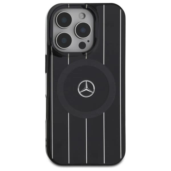 Mercedes telefontaske til iPhone 16 Pro MagSafe MB krydsede linjer - sort Black