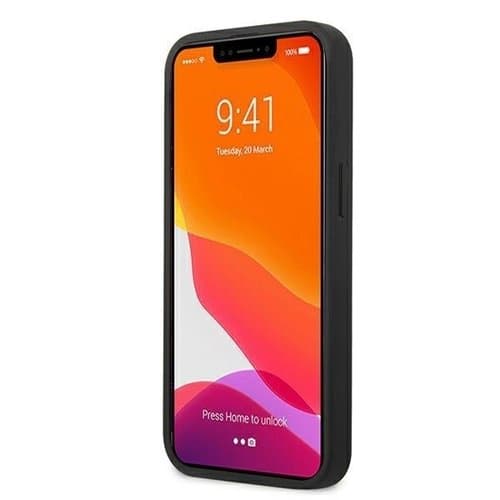 AMG Aito Nahkainen Debossed Lines Kuori iPhone 13 mini - Musta Black