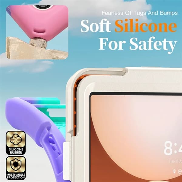 Mobilskal till Galaxy Tab A11 Plus Kickstand Silikon Axelrem Rosa