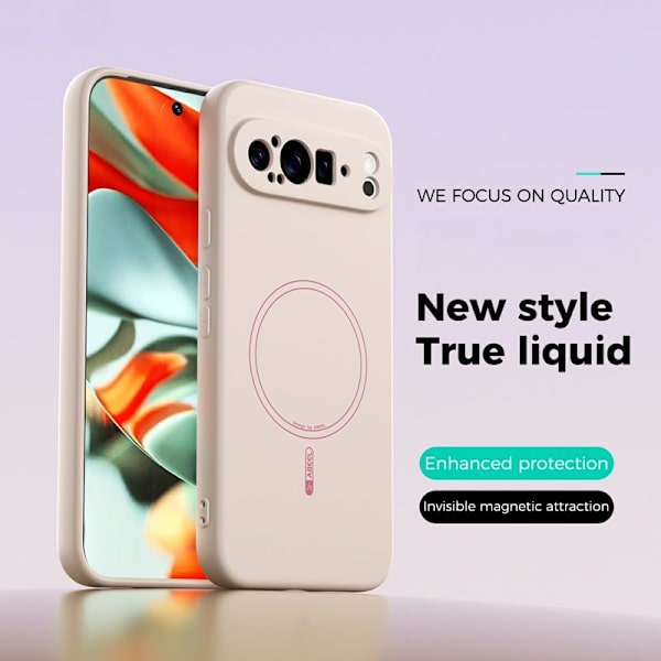 ABEEL Mobilskal till Google Pixel 9 Pro XL MagSafe Touch Silikon Beige