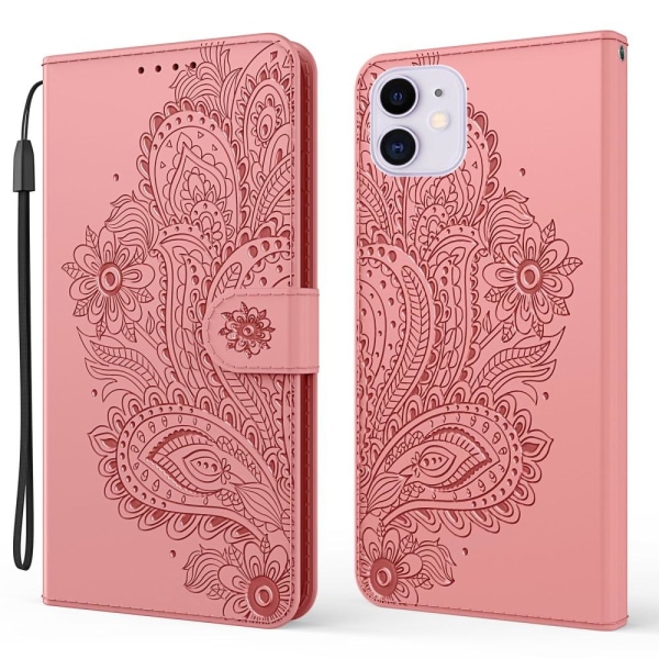 Flowers iPhone 13 Mini Wallet Cover - Pink Pink