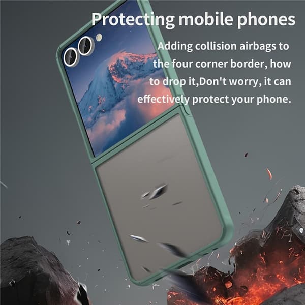 Mobilskal till Galaxy Z Flip7 Drop Proof Frosted Translucent Grön