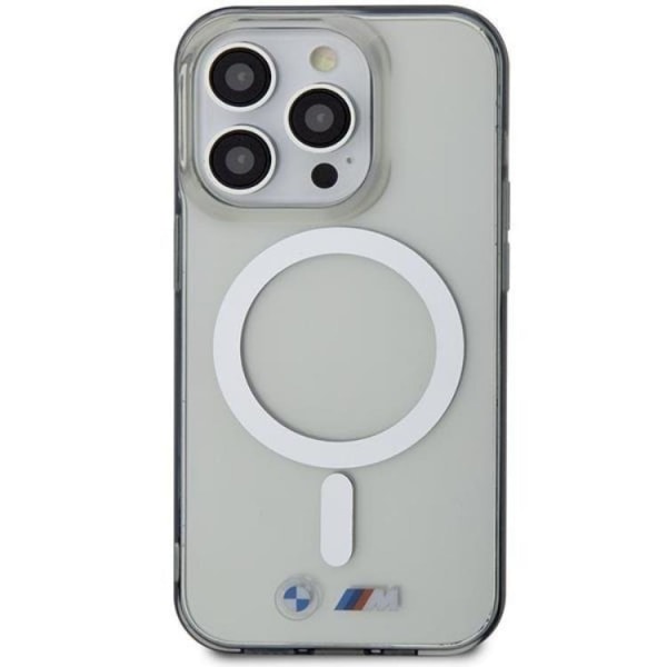 BMW iPhone 14 Pro Mobiltaske Magsafe Sølvring - Gennemsigtig