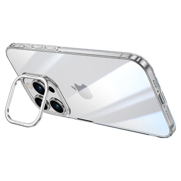 SULADA Mobilskal till iPhone 14 Pro TPU+PC Transparent med Stativ - Silver