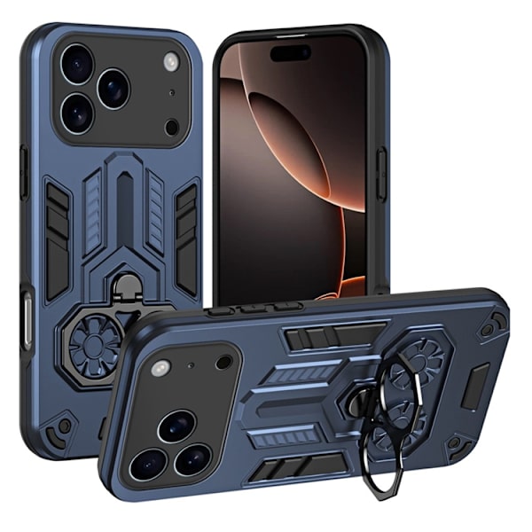 Mobilskal till iPhone 17 Pro Ringhållare Kickstand Shockproof - Blå Blå