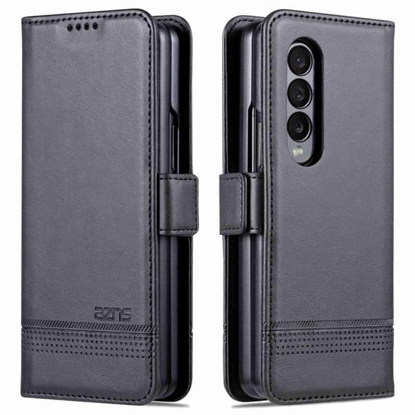 AZNS Samsung Galaxy Z Fold3 5G Plånboksfodral Konstläder - Svart