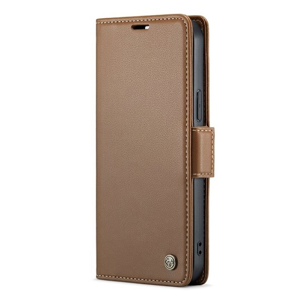 CASEME iPhone 12 Pro Max Plånboksfodral Konstläder RFID-Skydd Brun