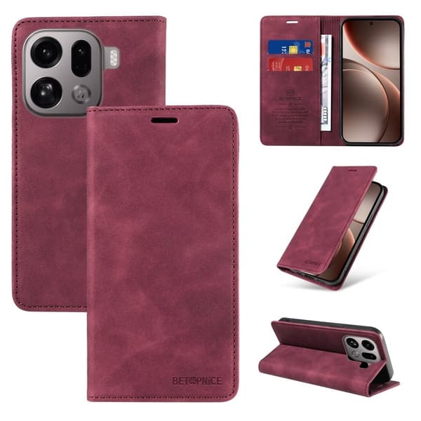 BETOPNICE Oppo Find X9 Pro 5G Plånboksfodral Konstläder - Röd