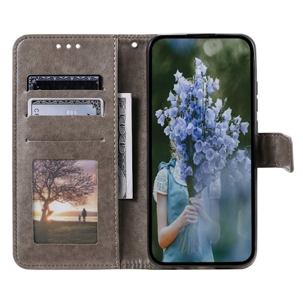 Galaxy A24 4G Plånboksfodral Imprinted Mandala Flower - Grå Grå