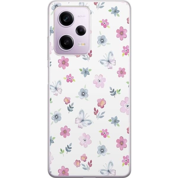 Mobilskal till Xiaomi Redmi Note 12 Pro med Blommor och fjärillar