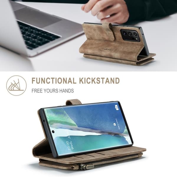 CASEME Konstläder Plånboksfodral för Samsung Galaxy Note20 Ultra - Brun