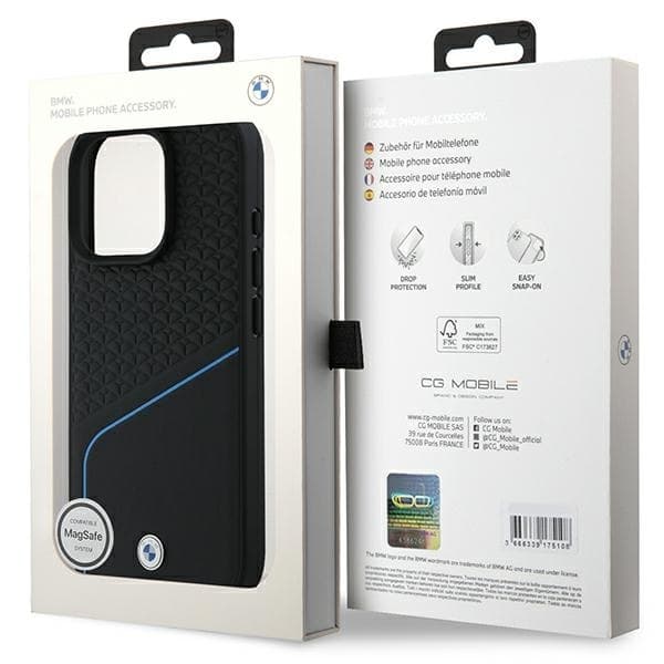 BMW telefontaske til iPhone 16 Pro Max MagSafe Textured Line - Sort Black