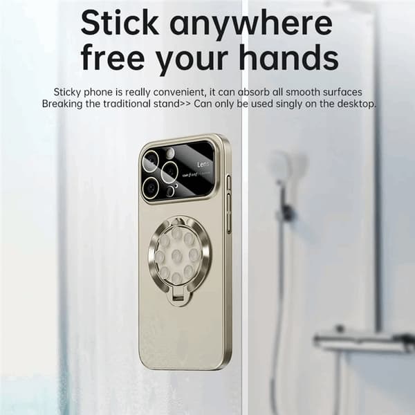 Mobilskal till iPhone 14 Pro Max Magsafe Sugkopphållare Kickstand - Titan Guld