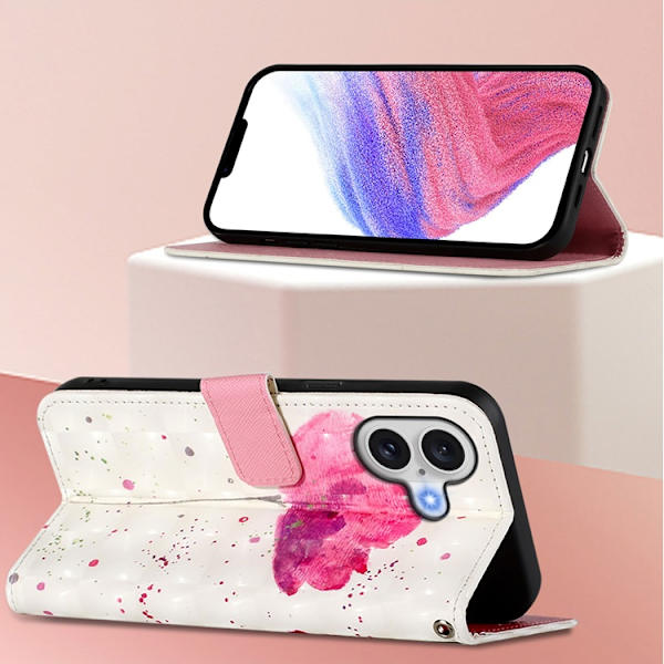 iPhone 17 Plånboksfodral Printing Pattern Med Strap Vit