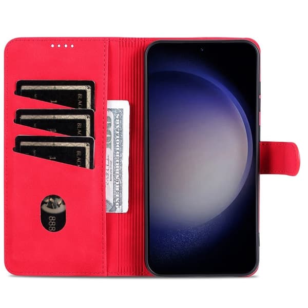 AZNS Samsung Galaxy S24 FE Plånboksfodral Konstläder - Röd
