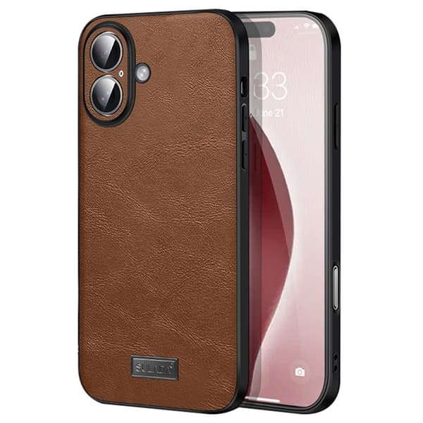 SULADA Mobilskal till iPhone 16 PU Läder + TPU + PC Baksida - Brun