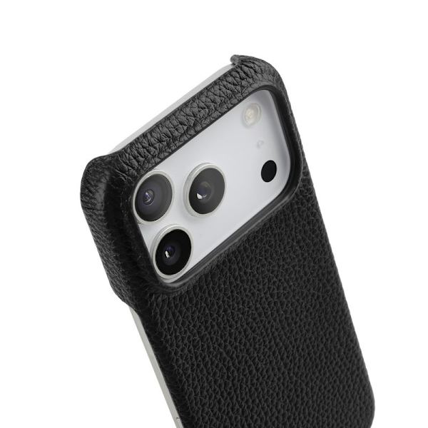 MELKCO Mobilskal till iPhone 17 Pro Max Äkta Läder PC Svart