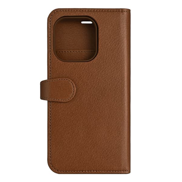 BUFFALO äkta läder iPhone 16 Pro Plånboksfodral MagSafe 2-i-1 - Brun Brun