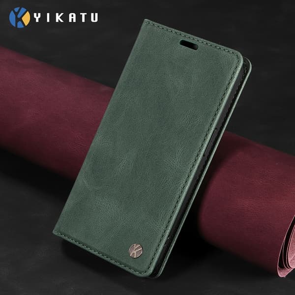 YIKATU OnePlus 15 5G Konstläder Plånboksfodral Skin-touch Grön