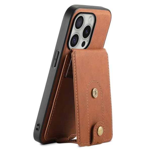 DENIOR D14 Mobilskal till iPhone 16 Pro Max Läder+PC+TPU Brun