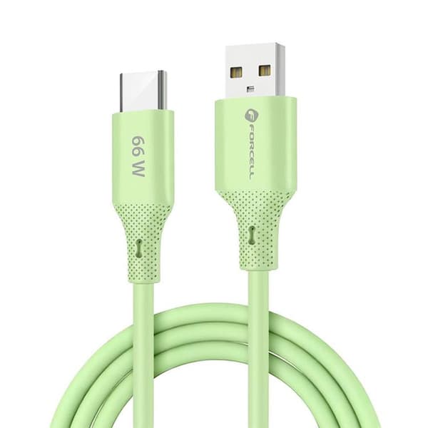 FORCELL USB-A till USB-C 66W Kabel 3A 1m QC4.0 Silikon C342 - Grön