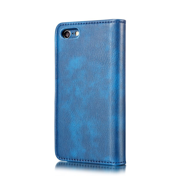 DG.MING Äkta läder Plånboksfodral iPhone SE/8/7 - Blå