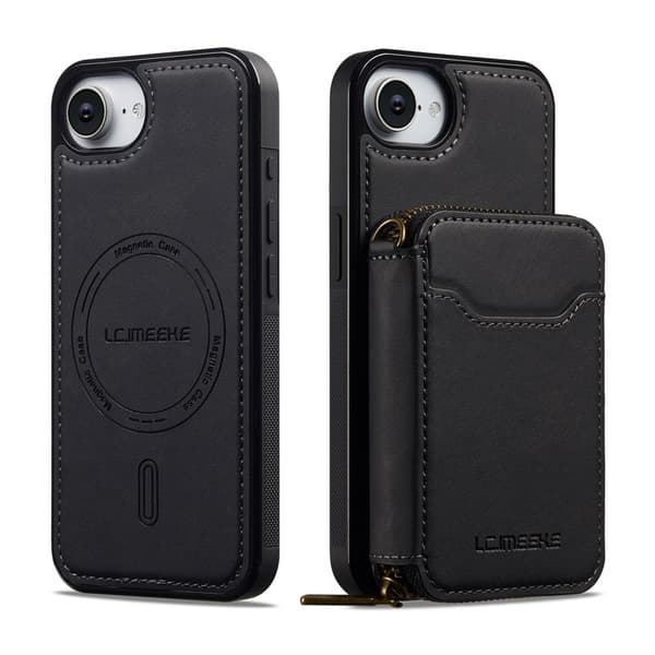 LC.IMEEKE L6 iPhone 16 Plånboksfodral Magnetiskt - Svart Konstläder