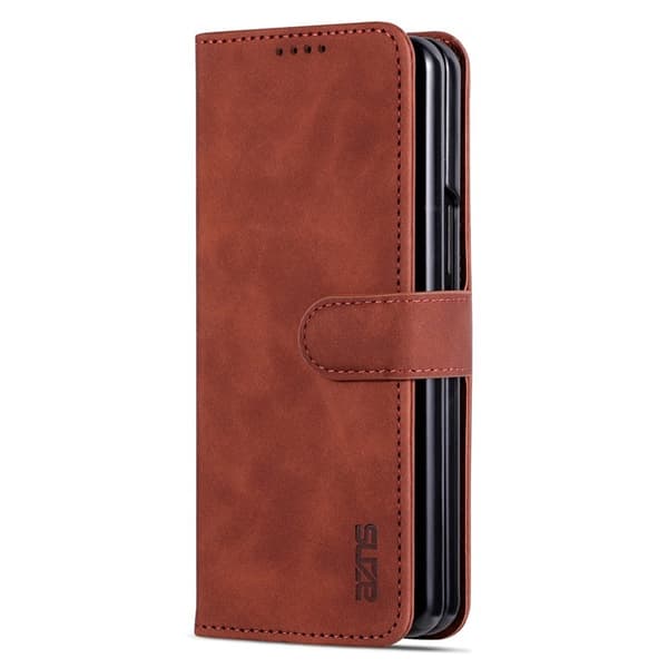 AZNS Samsung Galaxy Z Fold4 5G Plånboksfodral Konstläder - Brun