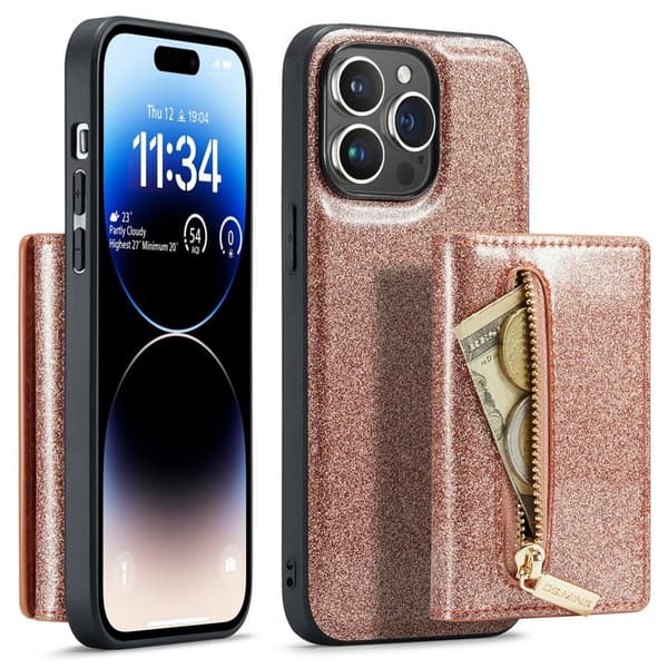 DG.MING M3 Series Mobilskal till iPhone 15 Pro Max Glittery Roséguld