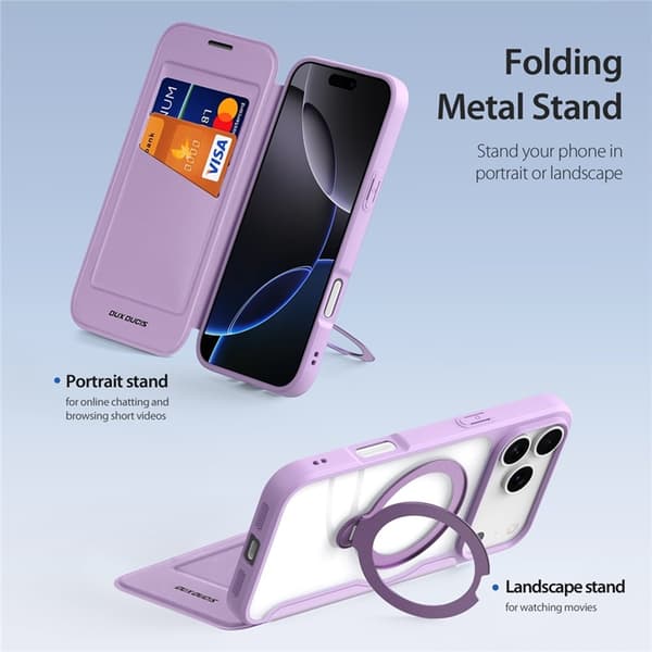 Dux Ducis iPhone 17 Pro Max Plånboksfodral MagSafe Skin X Pro Lila