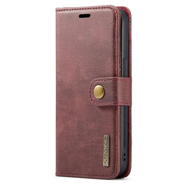DG.MING iPhone 15 Plus Plånboksfodral Äkta Läder 2in1 - Röd