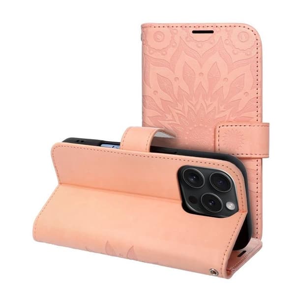 iPhone 16 Pro Plånboksfodral Mezzo Mandala - Peach Fuzz Rosa