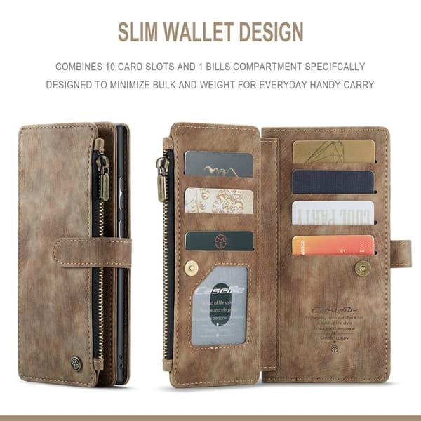 CASEME Konstläder Plånboksfodral för Samsung Galaxy Note20 Ultra - Brun