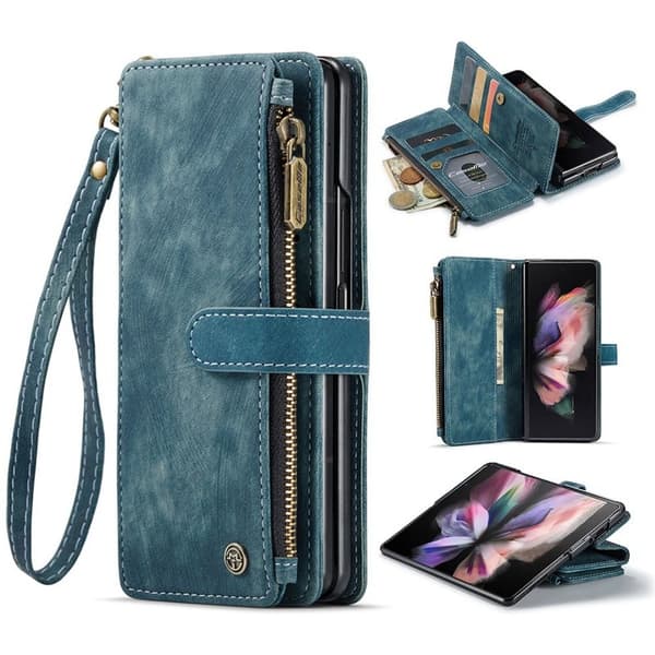 CASEME Konstläder Plånboksfodral för Samsung Galaxy Z Fold4 5G - Blå