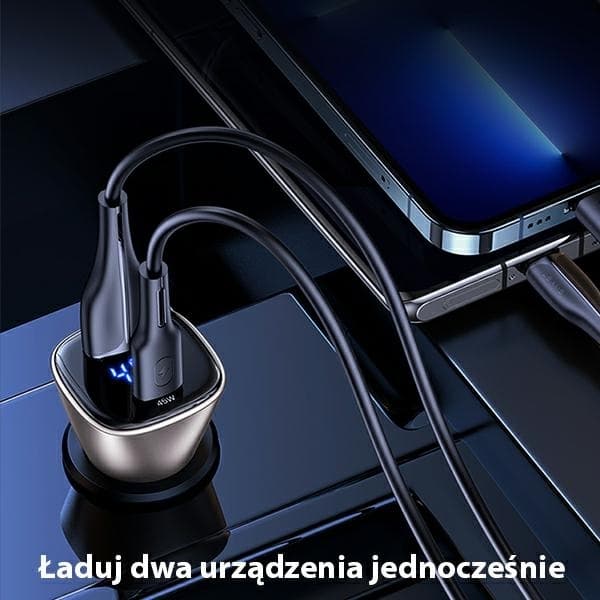 USAMS Billaddare C29 45W 2xUSB-A Fast Charge (US-CC154) – Ljusguld