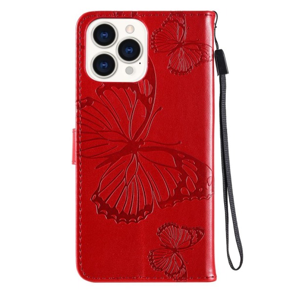 Butterflies Wallet Case iPhone 13 Pro - Rød Red