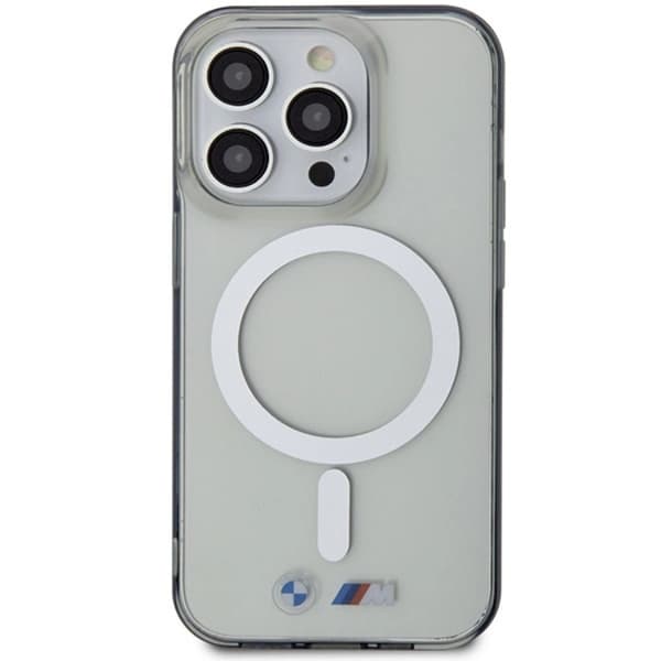 BMW Mobilskal till iPhone 15 Pro Magsafe Silver Ring - Clear Transparent