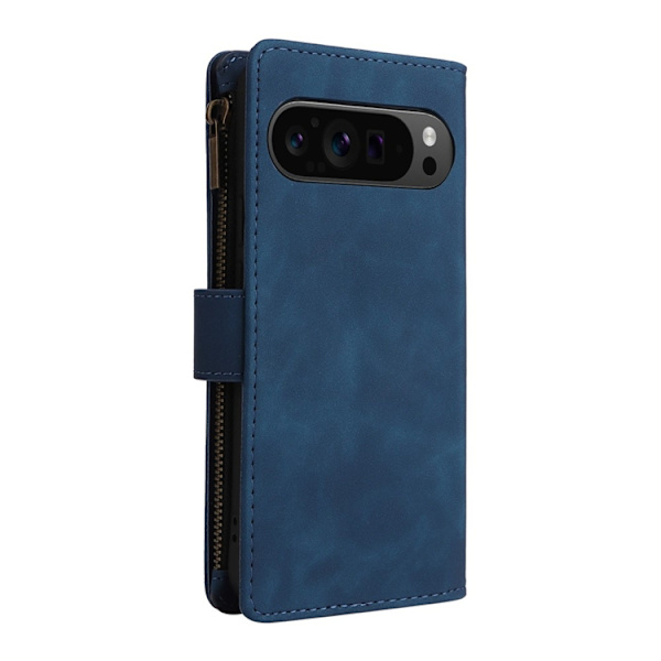 Google Pixel 9 Pro XL/10 Pro XL Plånboksfodral Zipper med Strap - Blå Blå