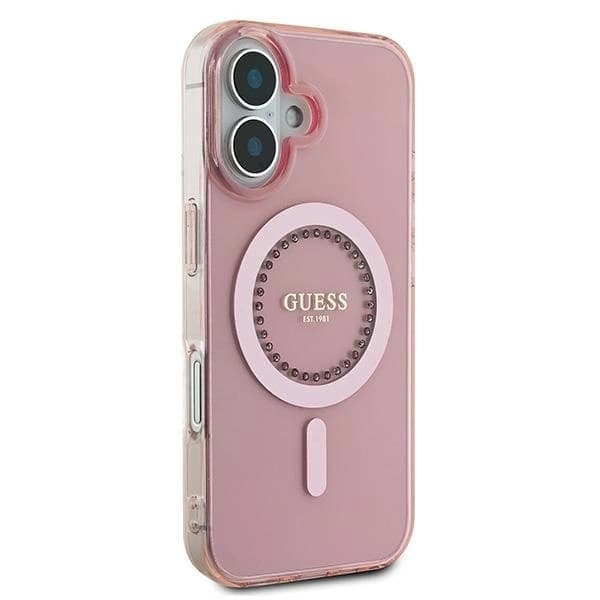 Guess telefontaske til iPhone 16 MagSafe IML Rhinestone - Lyserød Rosa