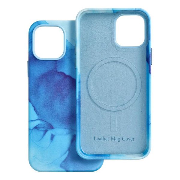 iPhone 11 Pro Max Magsafe matkapuhelimen nahkasuoja - sininen roiske