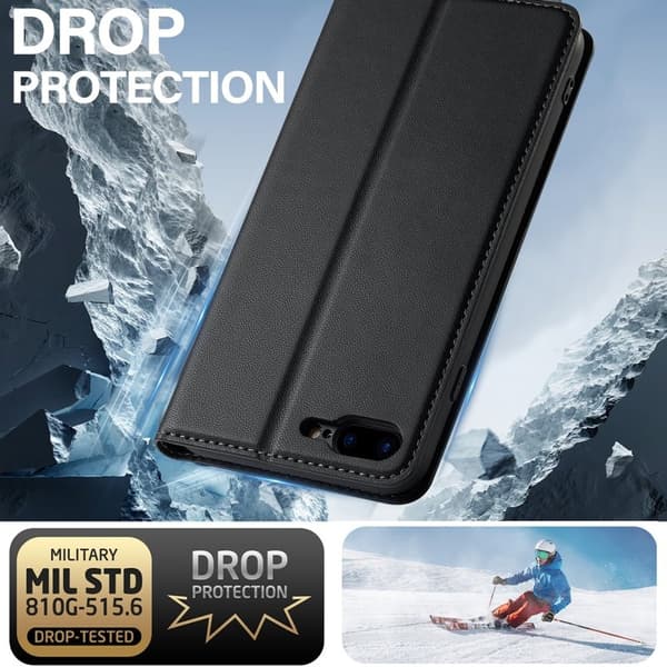 LC.IMEEKE L1 Series iPhone 8 Plus Plånboksfodral Konstläder - Svart