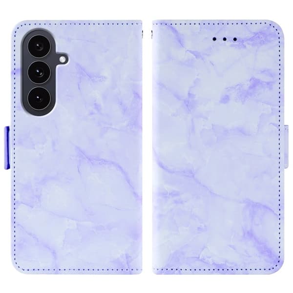 Samsung Galaxy S26 Plånboksfodral Marmor Mönster Dubbel Magnetlås - Lila