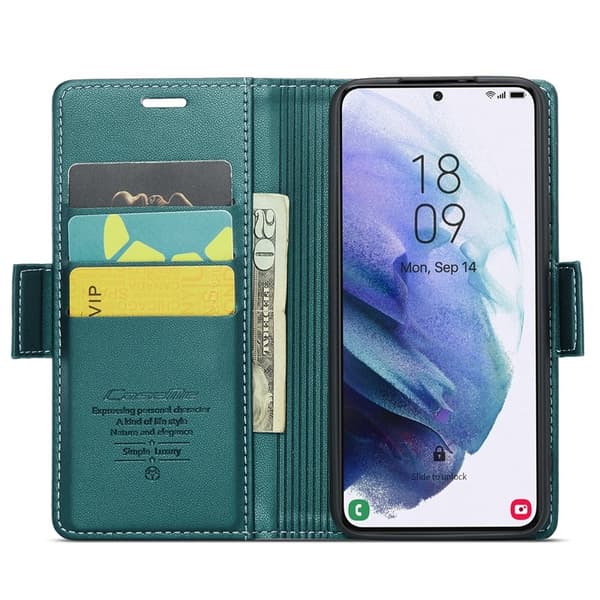 CASEME Plånboksfodral Konstläder för Samsung Galaxy S21+ 5G - Grön