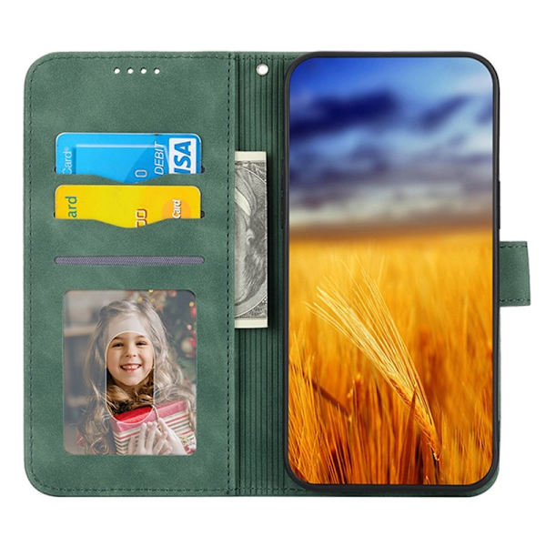 DIERFENG DF-03 Plånboksfodral i Konstläder för iPhone 15 Plus - Grön