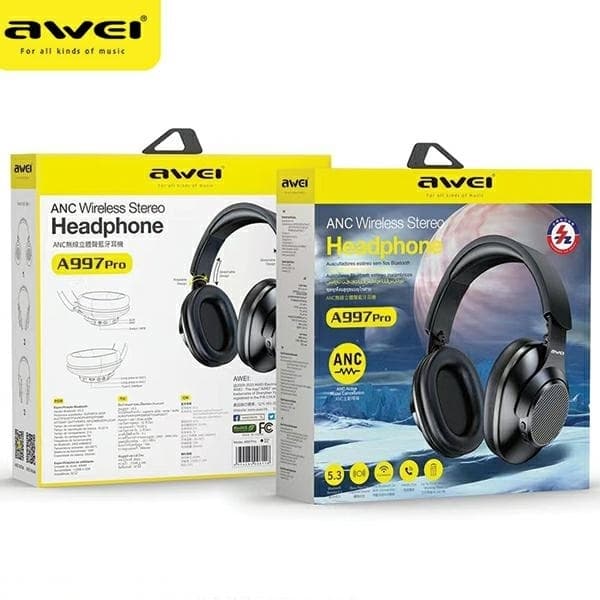 Awei Over-Ear Hörlurar Trådlösa Bluetooth ANC A997 Pro - Svart Svart